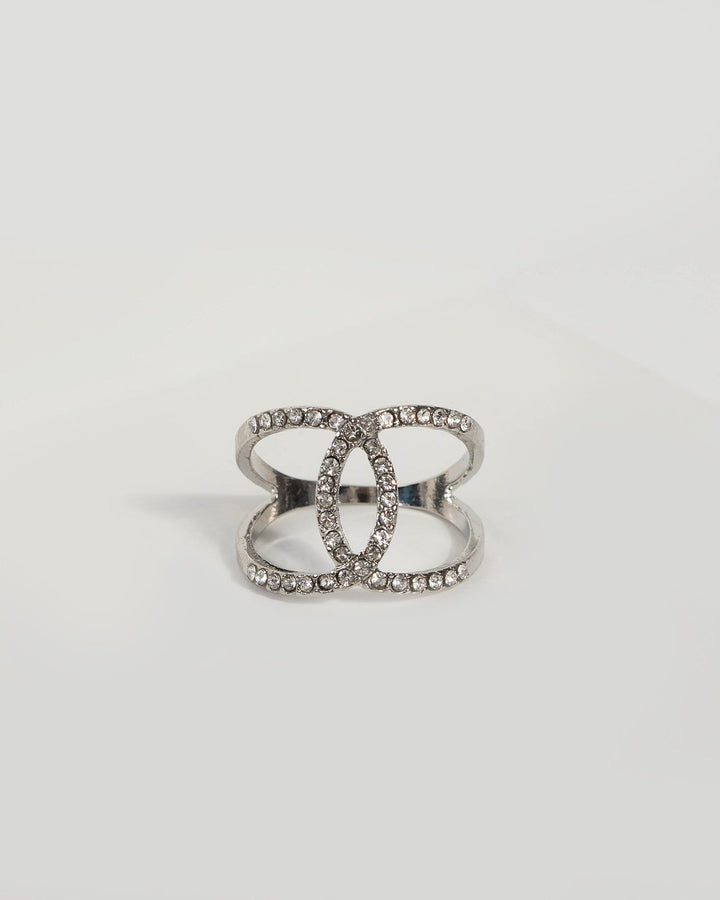 Silver Overlap Diamante Ring | Rings