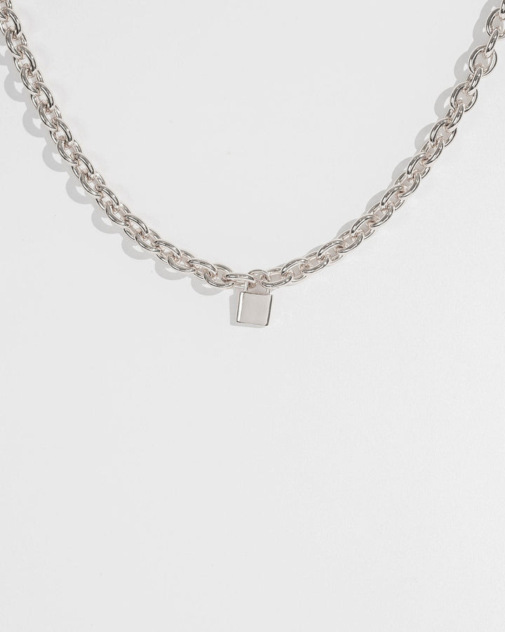 Colette by Colette Hayman Silver Padlock Rolo Chain Necklace