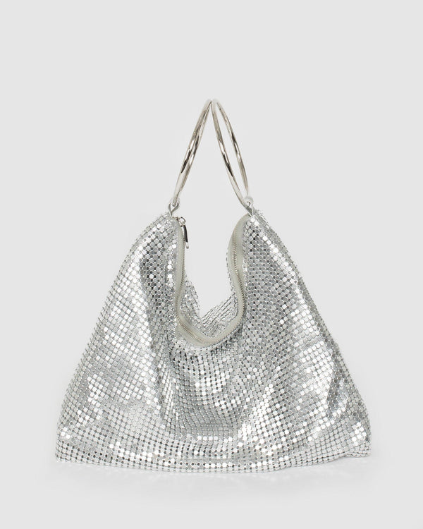 Silver Paris Ring Slouch Bag | Clutch Bags