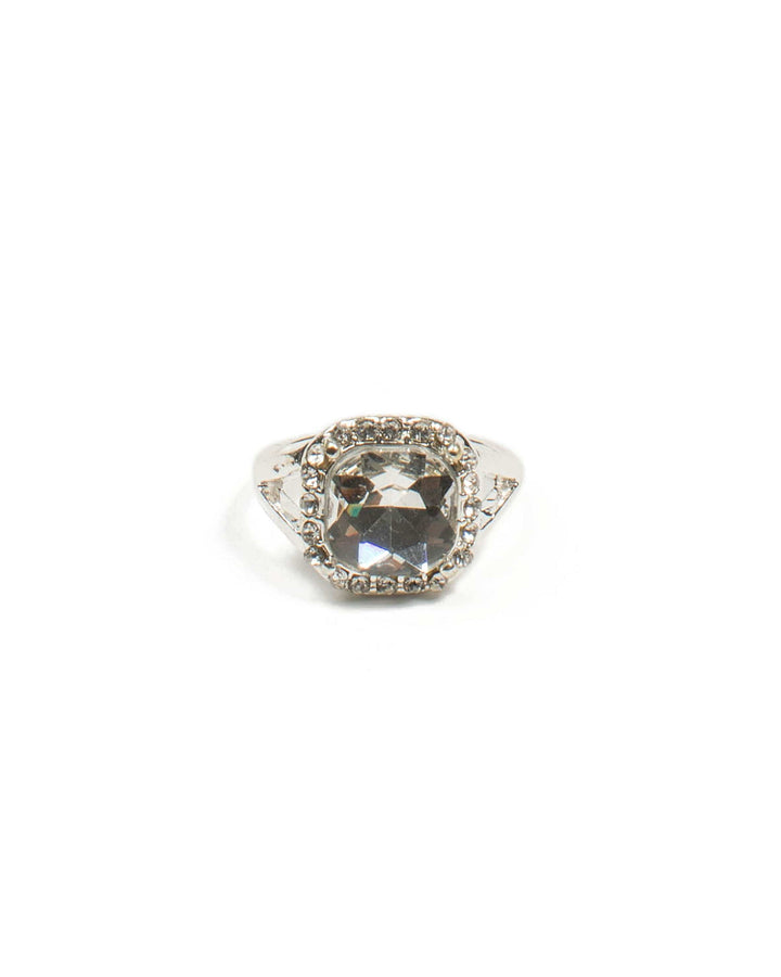 Colette by Colette Hayman Silver Pave Edge Stone Ring - Medium
