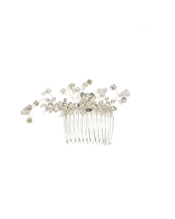 Colette by Colette Hayman Silver Pearl And Diamante Floral Comb