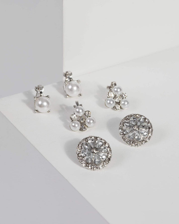 Silver Pearl Clip On Earring Set | Earrings