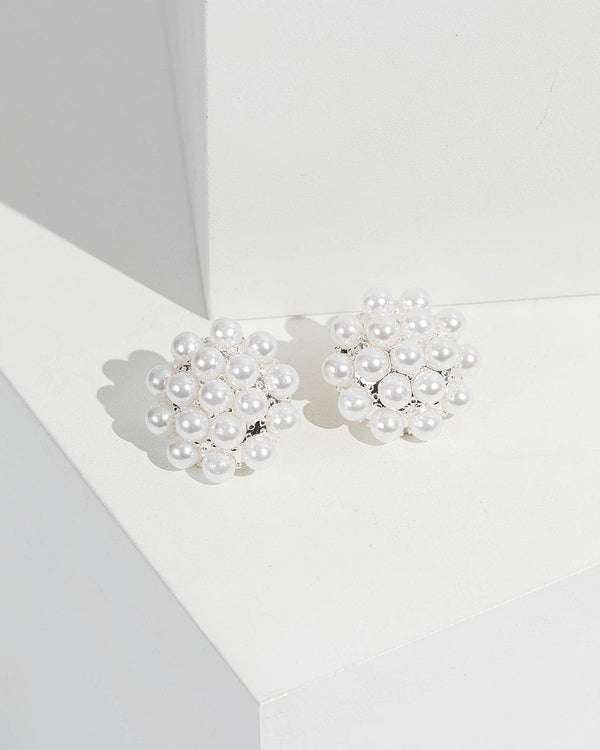 Colette by Colette Hayman Silver Pearl Cluster Stud Earrings
