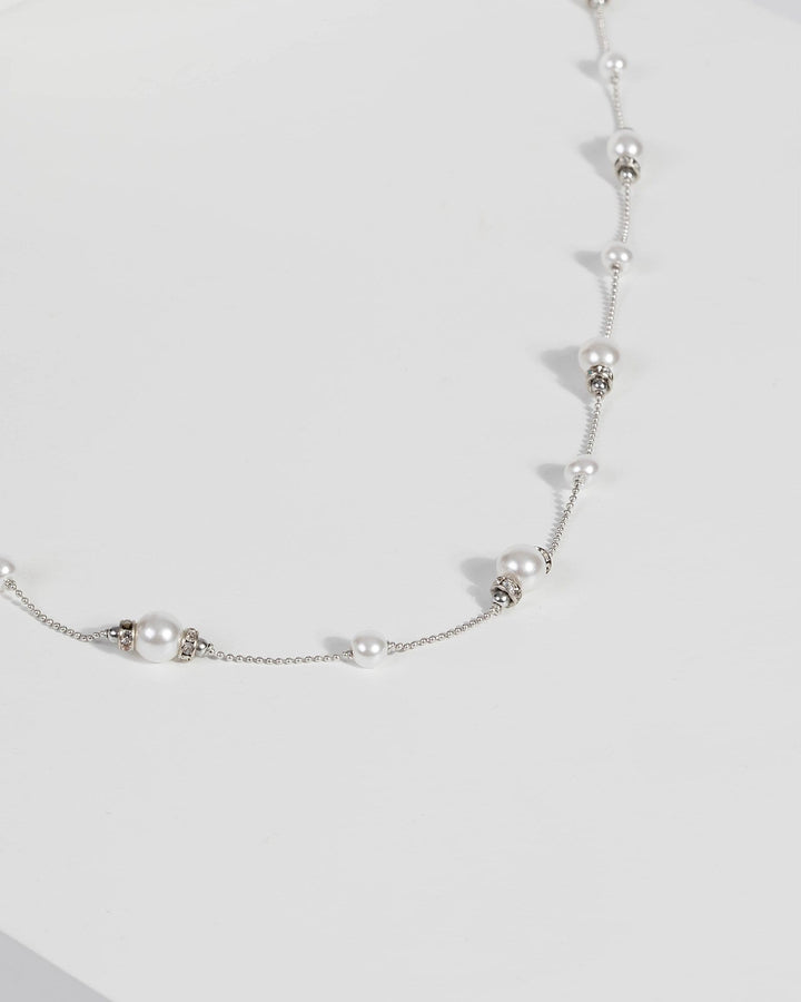 Silver Pearl Fine Beaded Necklace | Necklaces