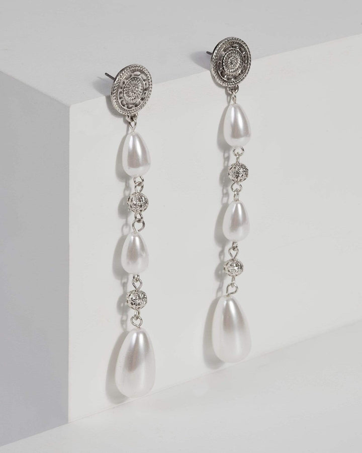 Silver Pearl Multi Drop Earrings | Earrings