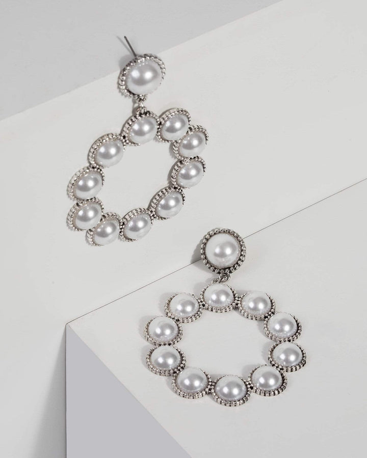 Silver Pearl Multi Drop Statement Earrings | Earrings