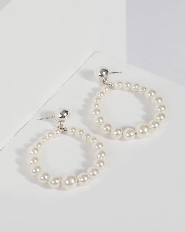 Silver Pearl Tear Drop Earrings | Earrings