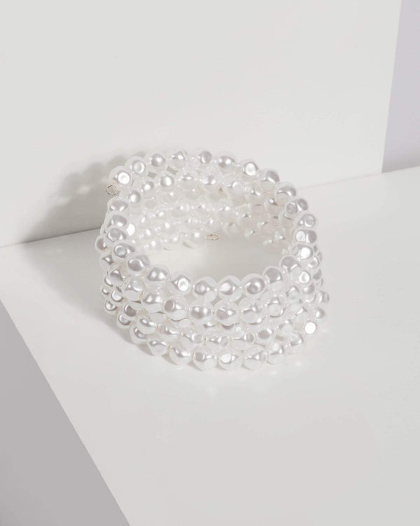 Silver Pearl Twisted Bracelet | Wristwear