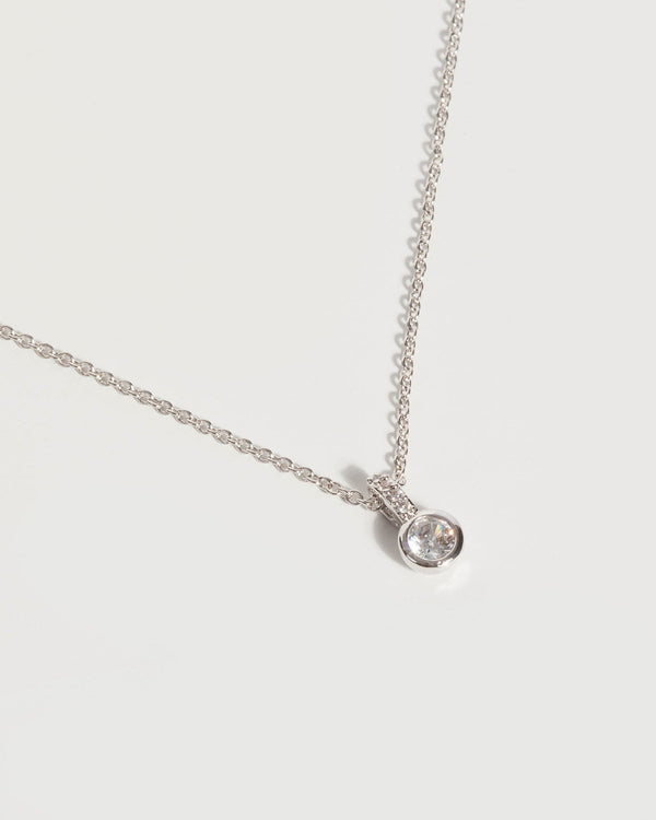 Silver Plated Diamante Fine Necklace | Necklaces
