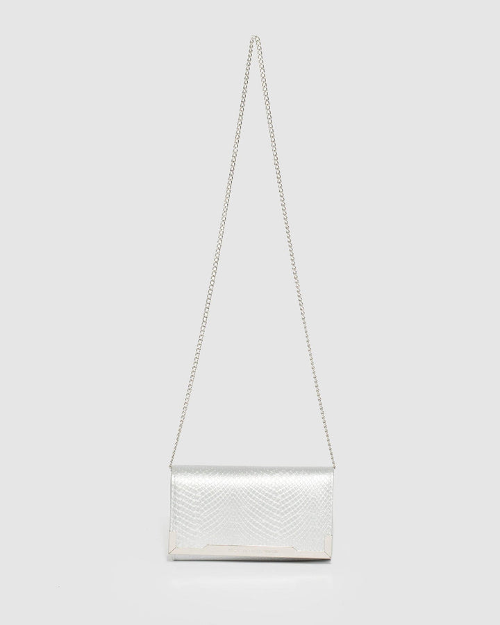 Silver Raziya Fold Over Clutch Bag | Clutch Bags