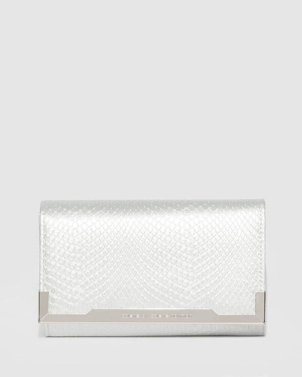 Silver Raziya Fold Over Clutch Bag | Clutch Bags