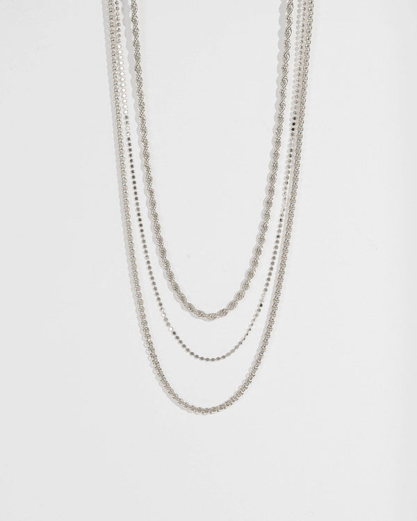 Silver Rope Chain 3 Layer Necklace | Necklaces