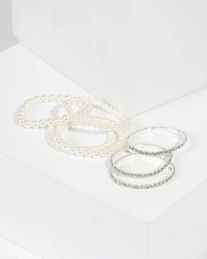Silver Seven Piece Wrist Set Bracelet | Wristwear