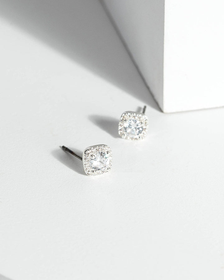 Silver Small Rounded Square | Earrings