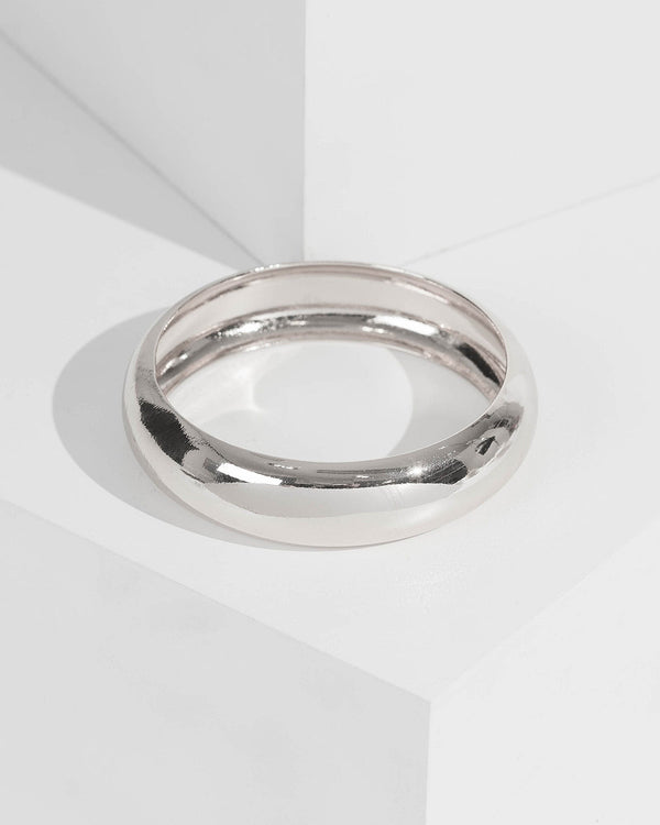 Silver Smooth Dome Bangle | Wristwear