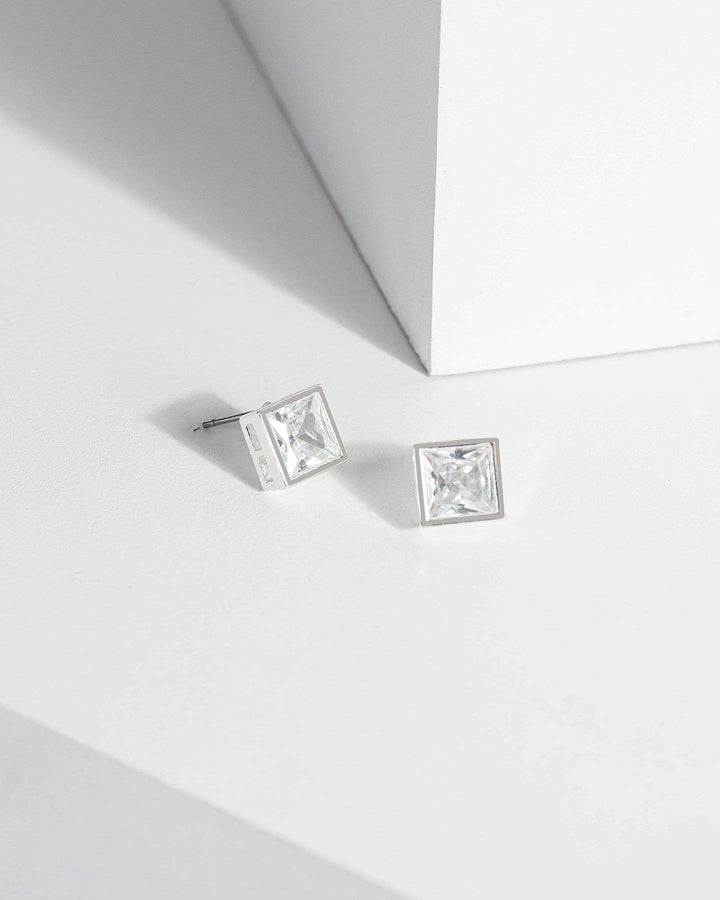 Colette by Colette Hayman Silver Solid Square Stud Earrings