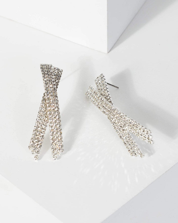 Colette by Colette Hayman Silver Sparkle Drop Cross Earrings
