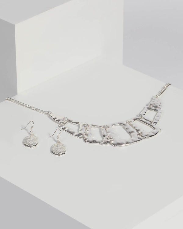 Colette by Colette Hayman Silver Square Necklace and Earring Set