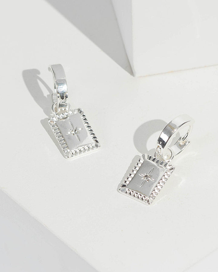 Silver Square Starlight Pendant Hoop Earrings | Earrings