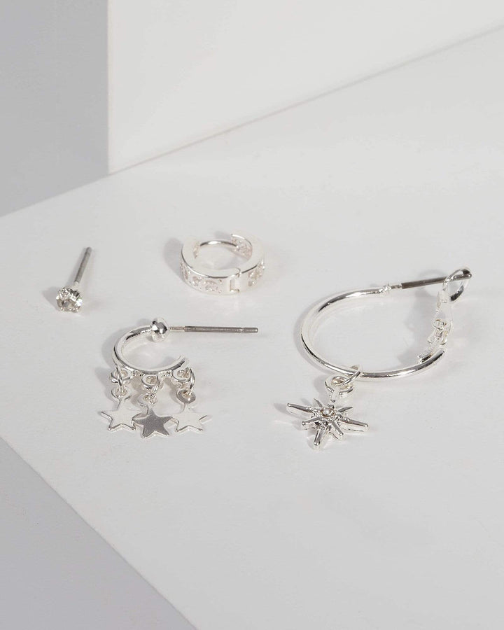 Colette by Colette Hayman Silver Star Earring Stacking Set