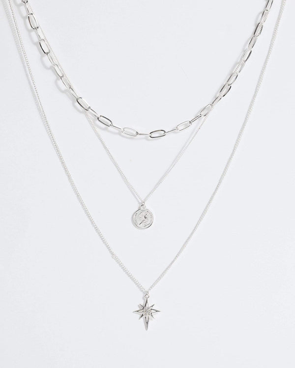 Silver Star Multi Layer Necklace | Necklaces