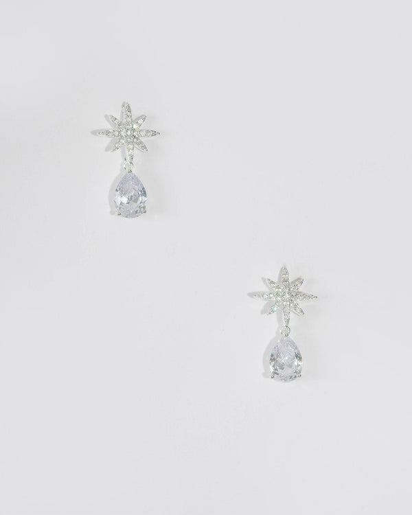 Colette by Colette Hayman Silver Starburst Teardrop Stud Earrings
