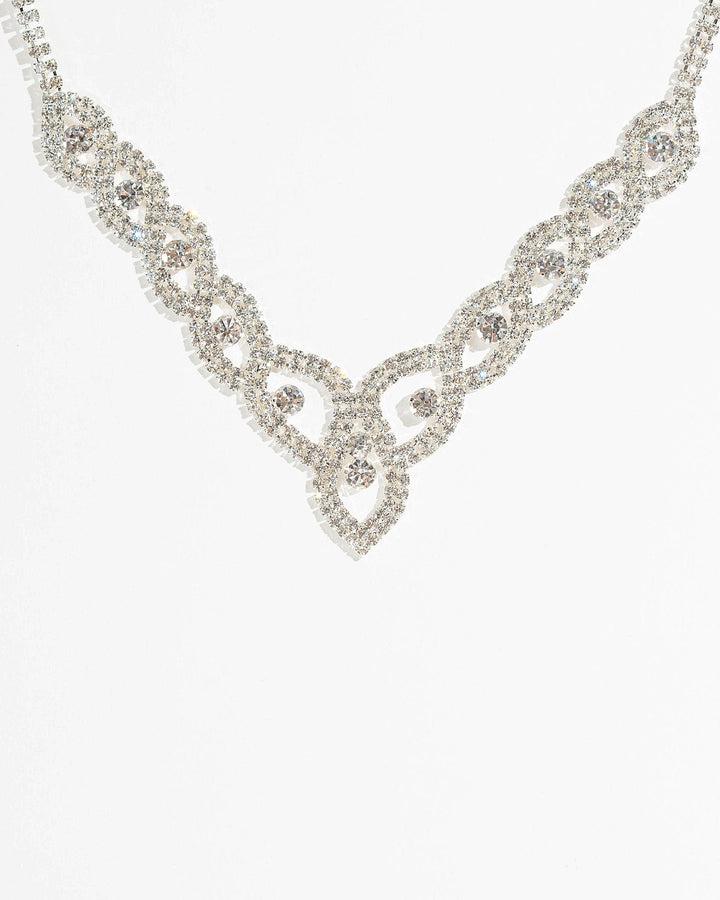 Colette by Colette Hayman Silver Statement Diamante Loops Necklace