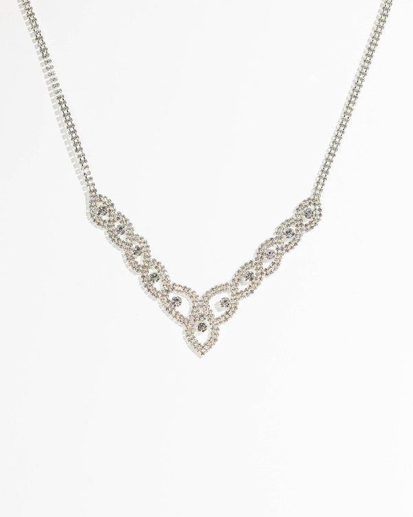 Colette by Colette Hayman Silver Statement Diamante Loops Necklace
