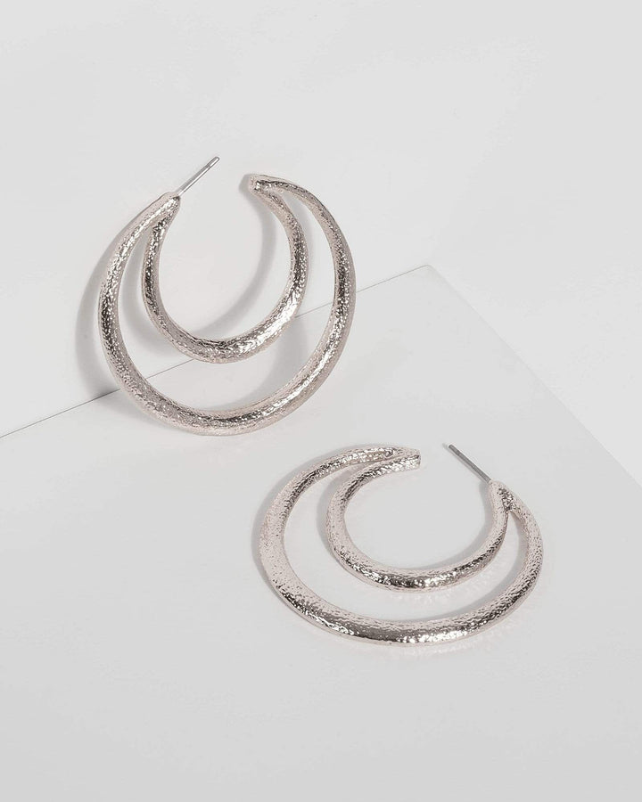 Colette by Colette Hayman Silver Thick Double Hoop Earrings