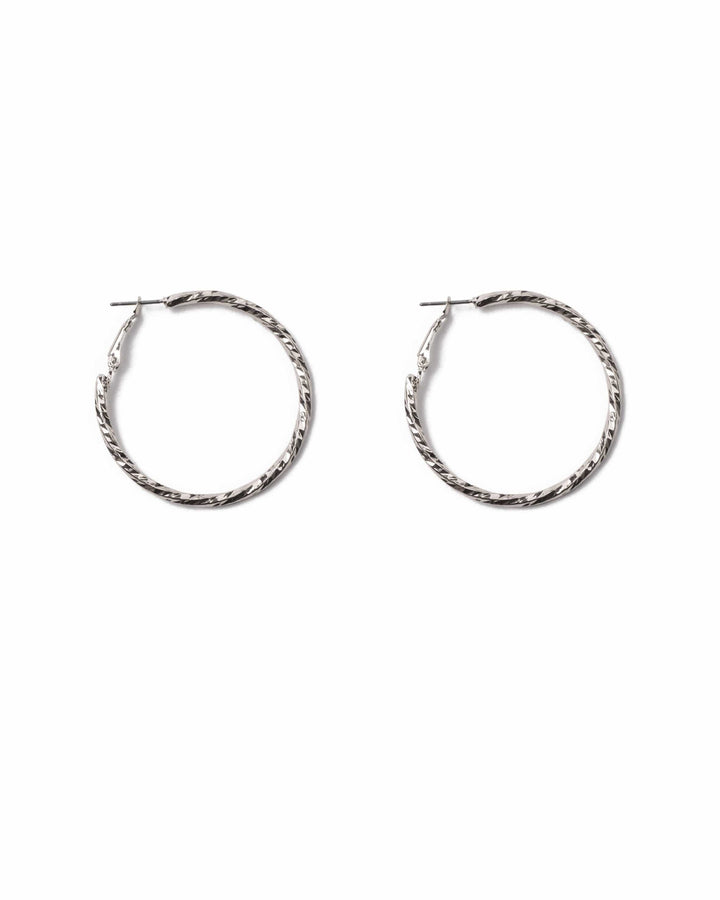 Silver Tone Detail Medium Hoop Earrings | Earrings
