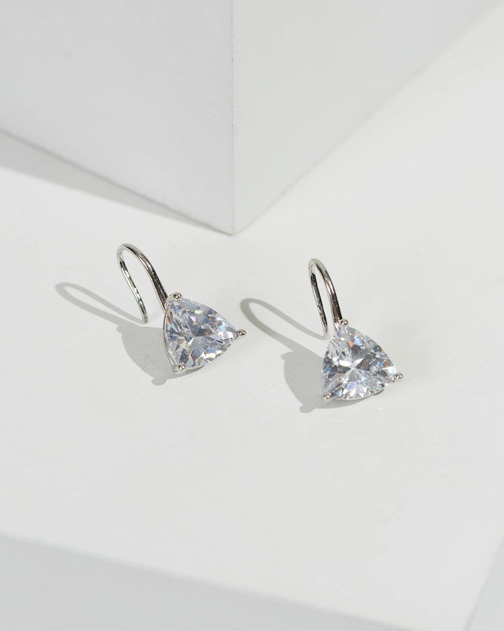 Silver Triangle Claw Drop Earrings | Earrings