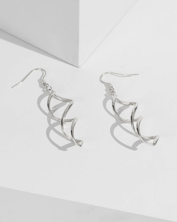 Silver Twist Hook Drop Earrings | Earrings