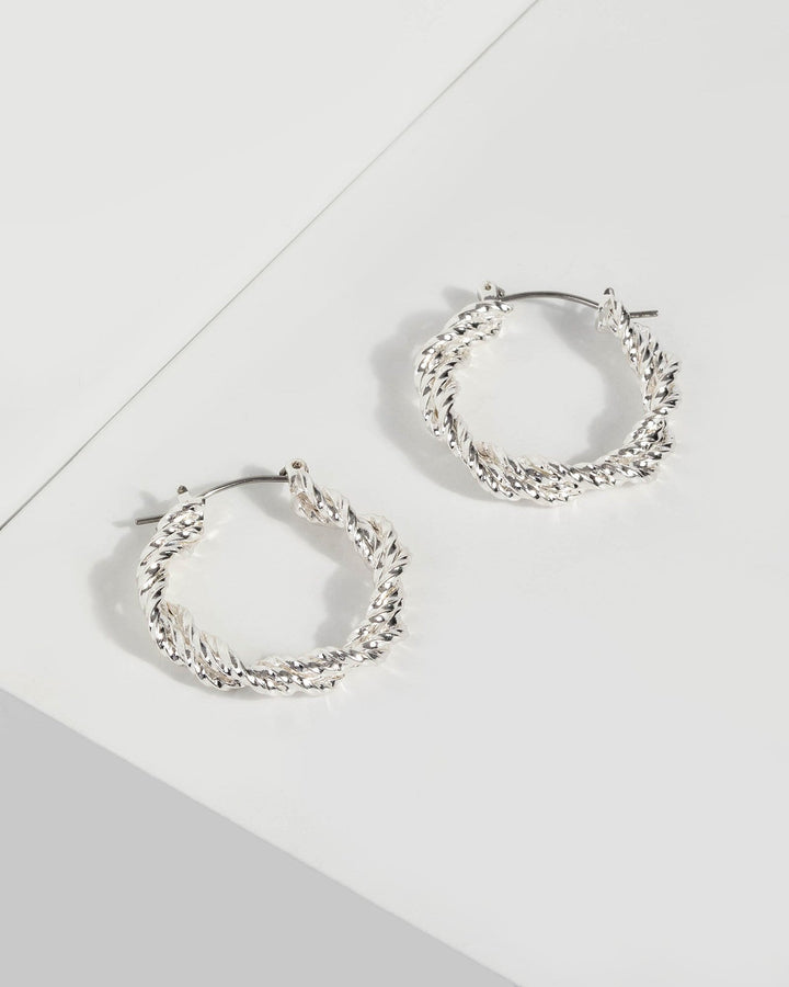 Silver Twisted Mini Textured Earrings | Earrings