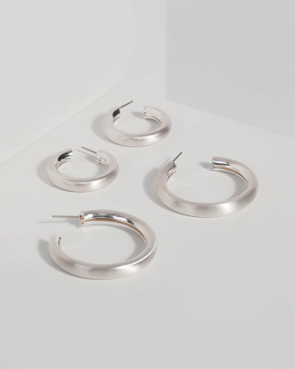 Silver Wide Hoop Earrings | Earrings