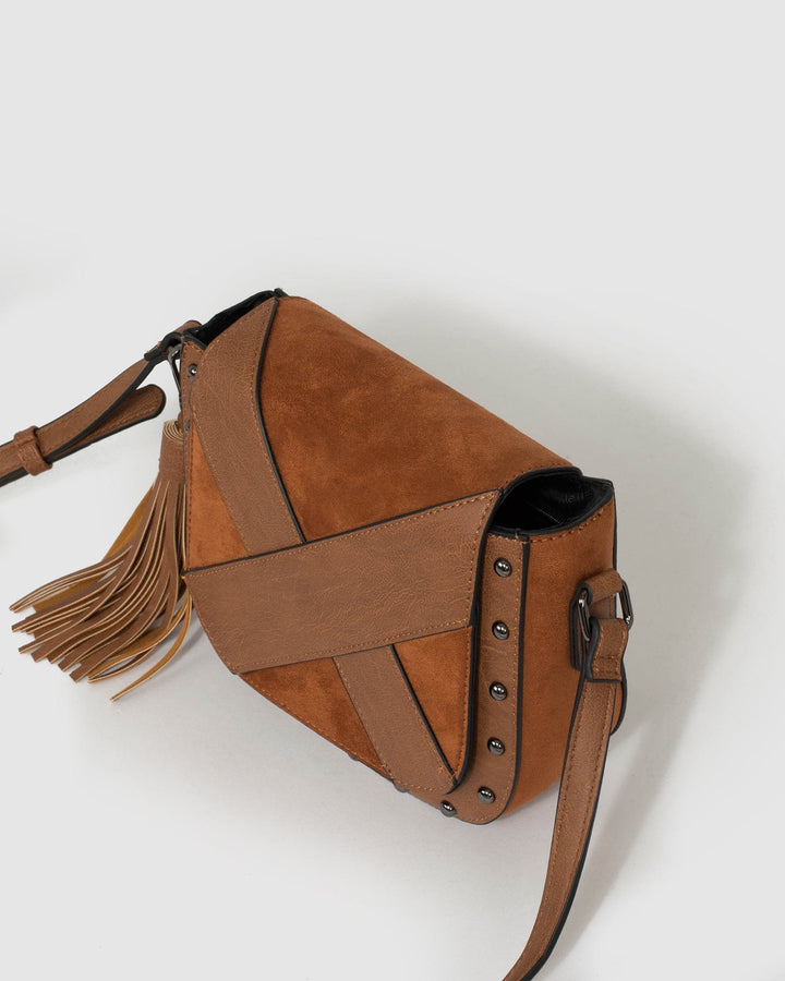Colette by Colette Hayman Tan Alix Panel Saddle Bag