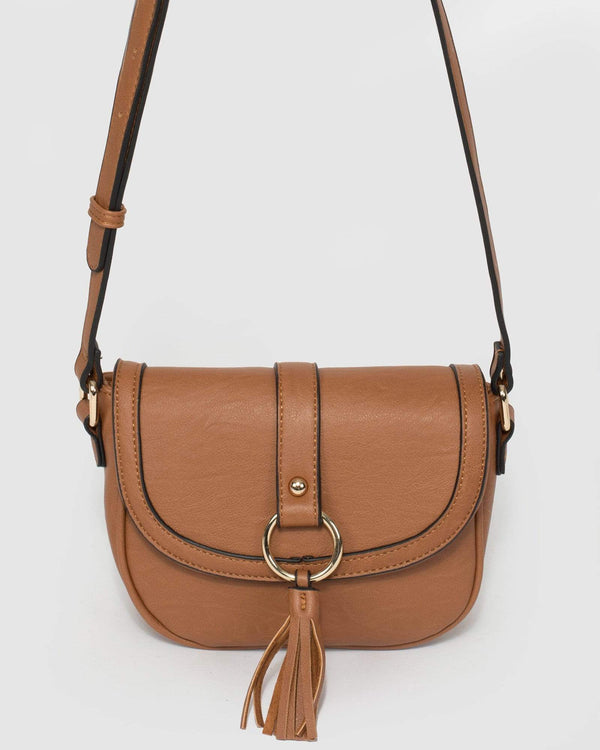 Tan Chrissy Saddle Bag | Crossbody Bags