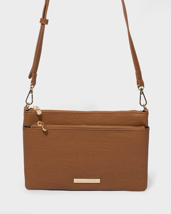 Tan Demi Double Purse | Crossbody Bags