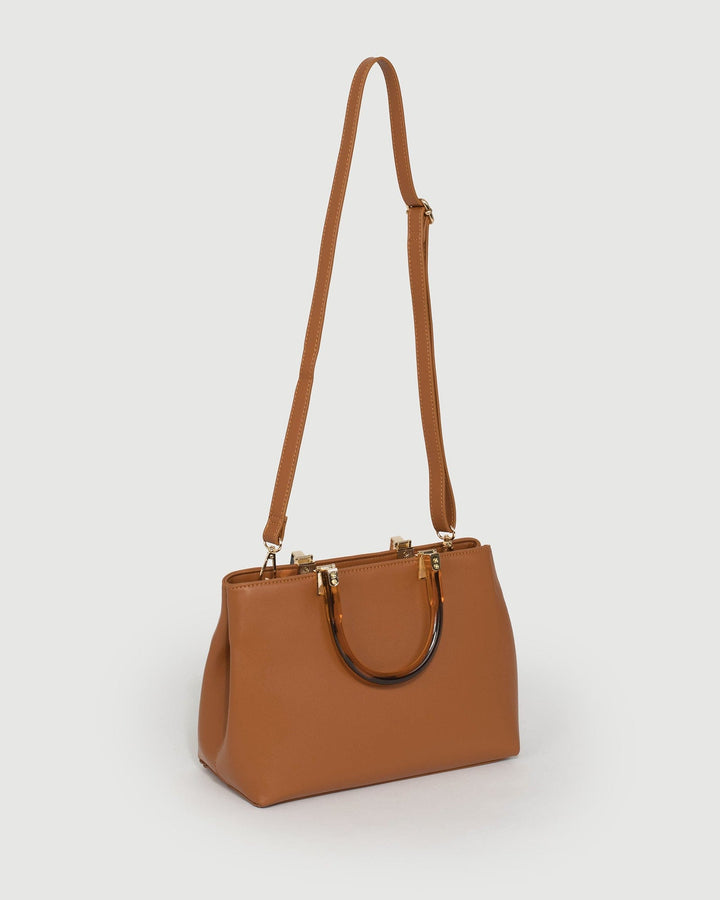 Colette by Colette Hayman Tan Florence Acrylic Handle Tote Bag