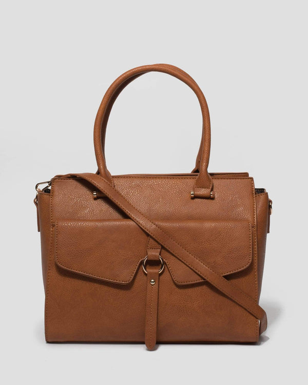 Tan Joanne Pocket Tote Bag | Tote Bags