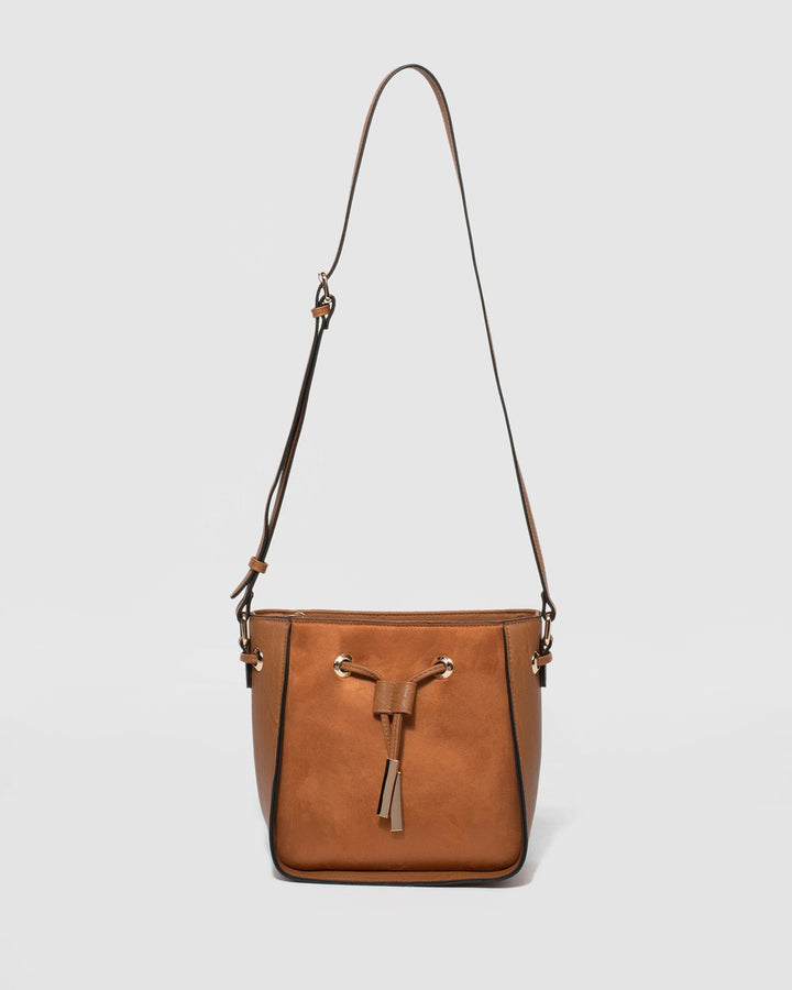 Tan Lea Drawstring Mini Bag | Bucket Bags