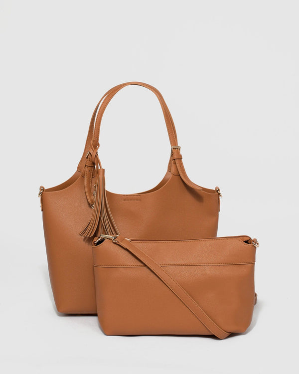 Tan Lilibet Tassel Tote Bag | Tote Bags
