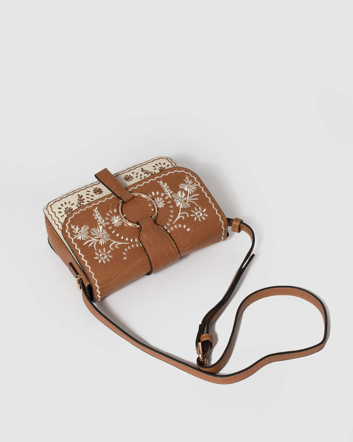 Tan Mona Ring Cross Body Bag | Crossbody Bags