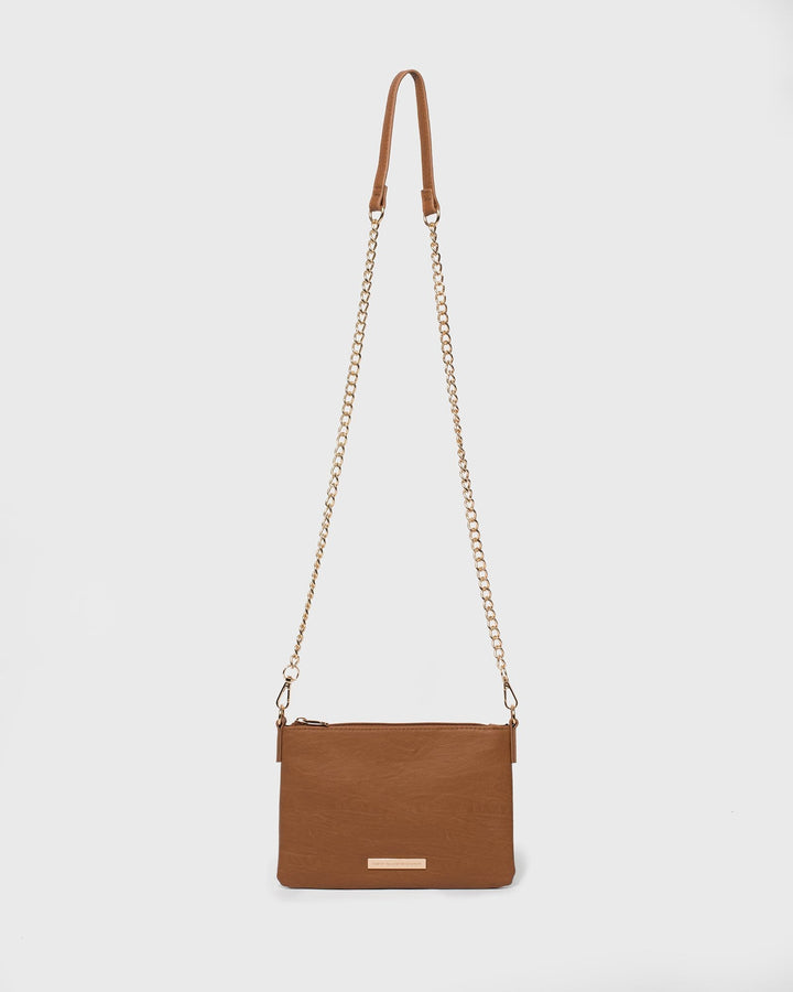 Tan Peta Chain Crossbody Bag | Crossbody Bags