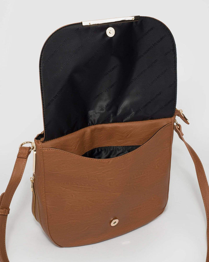 Tan Sabina Saddle Bag | Crossbody Bags