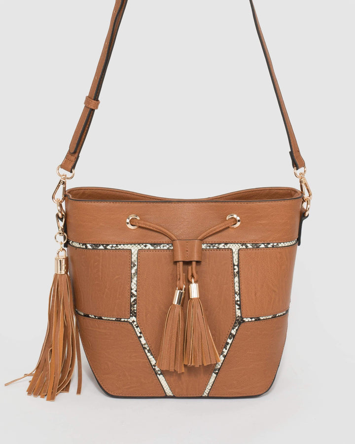 Tan Sadie Drawstring Bucket Bag | Bucket Bags