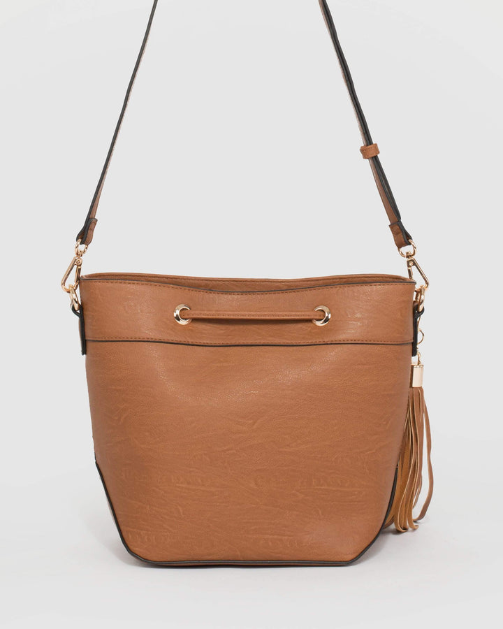 Tan Sadie Drawstring Bucket Bag | Bucket Bags