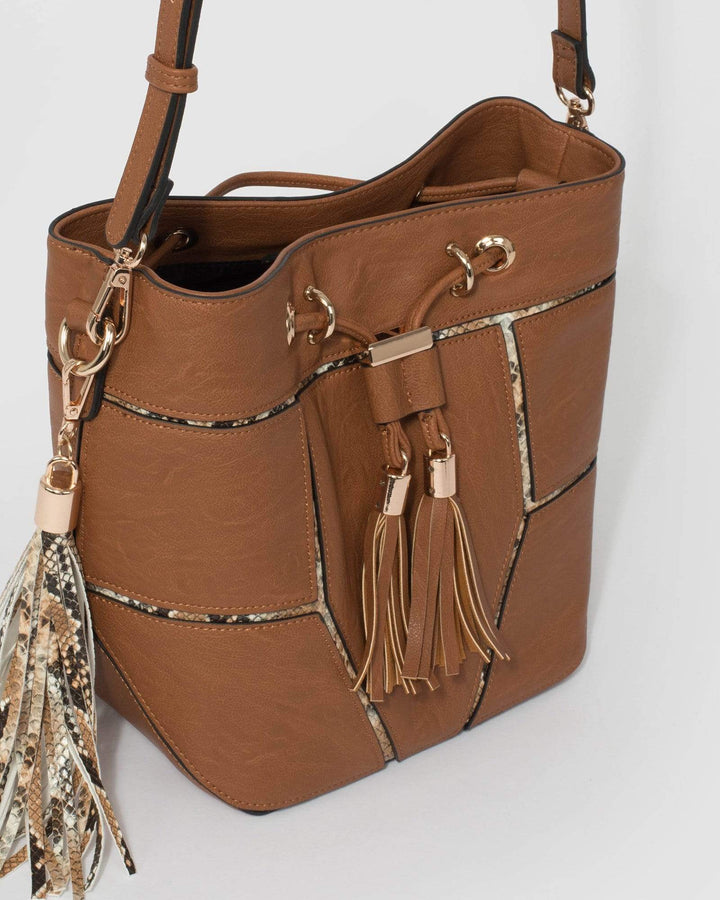 Tan Sadie Drawstring Cross Body Bag | Crossbody Bags