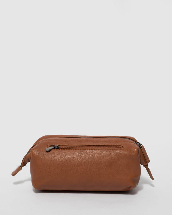 Tan Structured Toiletry Bag | Cosmetic Cases