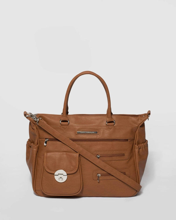 Tan Zip Pocket Baby Bag | Baby Bags