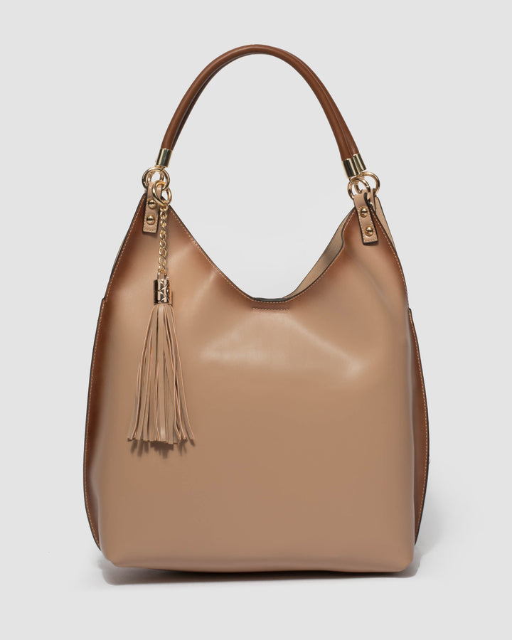 Taupe Camila Tassel Slouch Bag | Slouch Bags